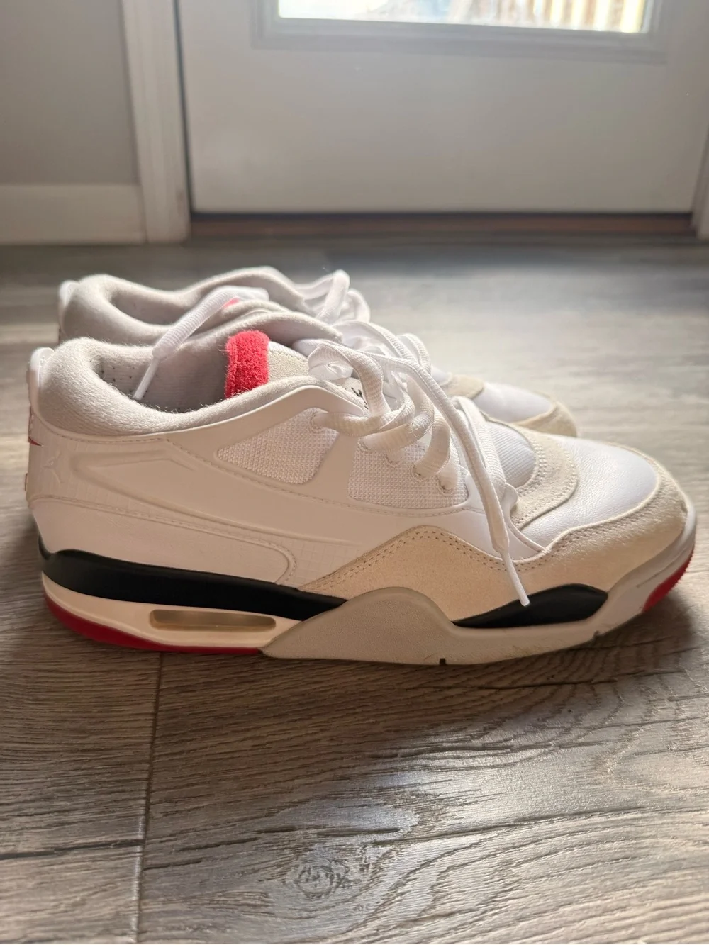 Jordan Men's Low-Top Sneakers in White, Black & Red
